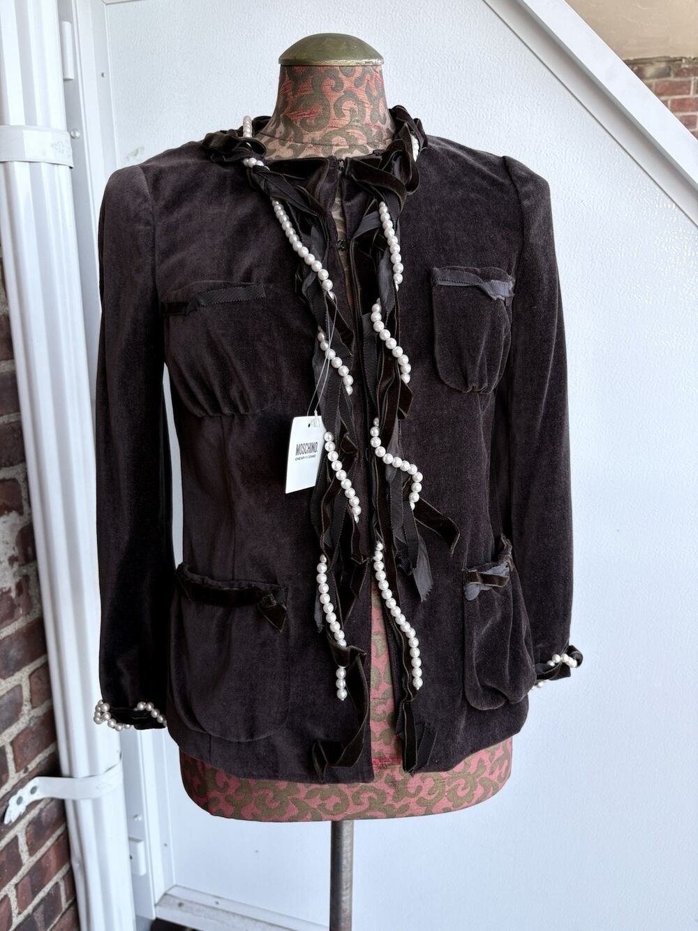 Vintage 90s Moschino Cheap And Chic Jacket Blazer Womens Size 8 Brown Velvet Y2k